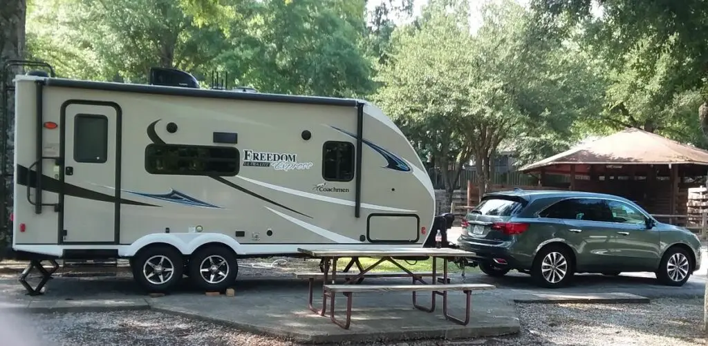 Acura MDX Towing A Travel Trailer