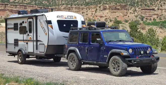 Jeep Wrangler Towing A Travel Trailer