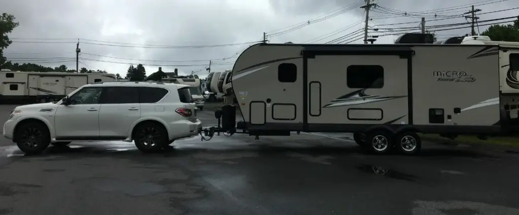 Nissan Armada towing a travel trailer