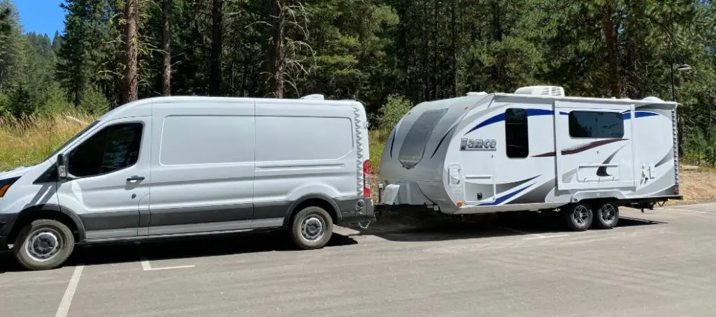 ford transit connect towing a camper