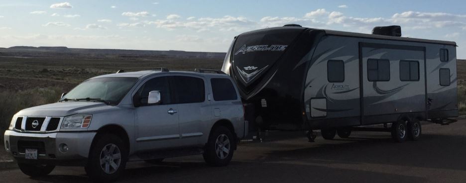 nissan armada towing a travel trailer
