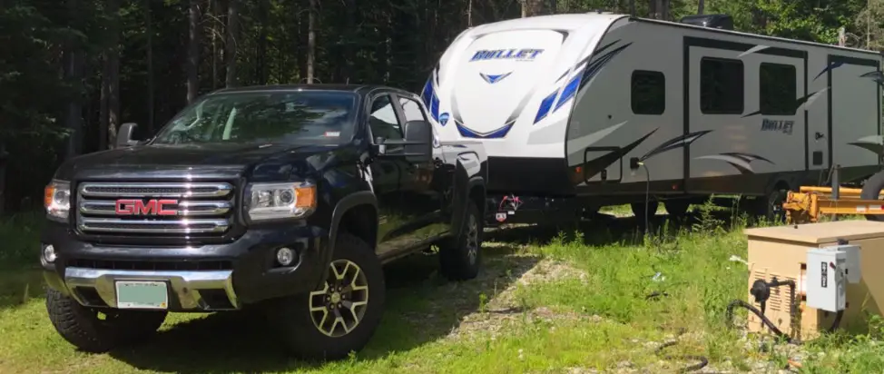 GMC canyon towing a travel trailer