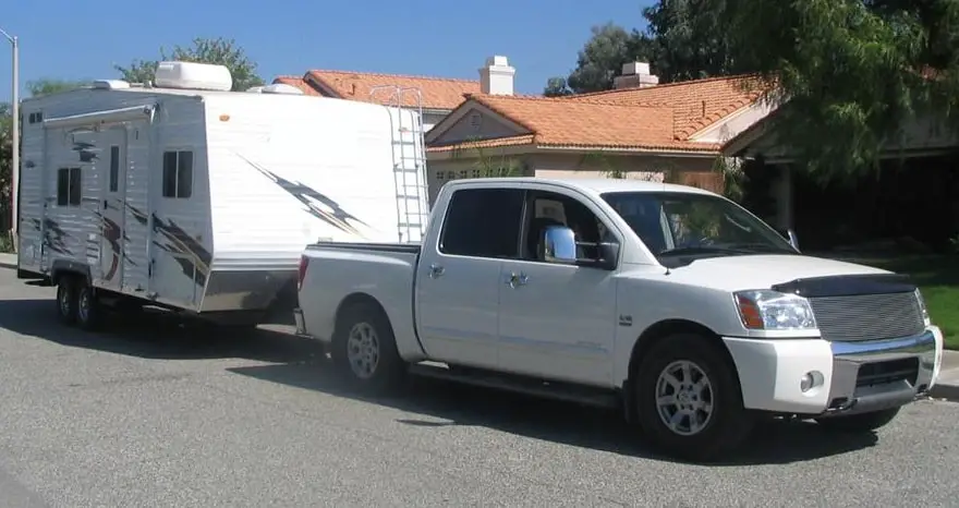 nissan titan towing a travel trailer