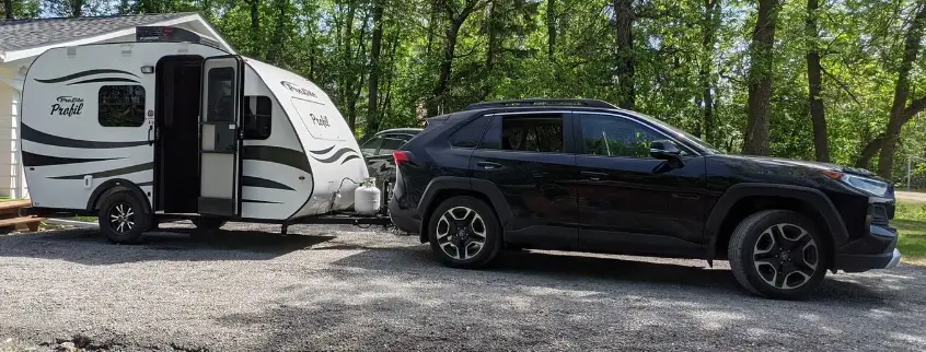 Toyota RAV4 towing a camper